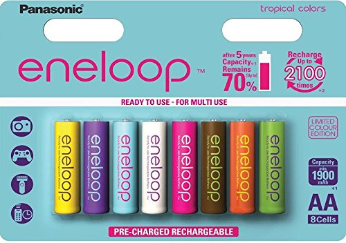 0608938149718 - NEW PANASONIC ENELOOP 4TH GENERATION ENELOOP TROPICAL LIMITED EDITION 8 PACK AA NIMH PRE-CHARGED RECHARGEABLE BATTERIES + FREE BATTERY HOLDER HOLDS 8 BATTERIES