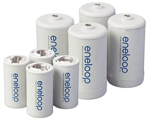 0608938149916 - 8 PANASONIC ENELOOP SPACERS 4 C SIZE SPACERS, AND 4 D SIZE SPACERS, FOR USE WITH