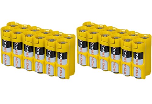 0608938150868 - POWERPAX SLIM LINE BY STORACELL AA BATTERY CADDY YELLOW X 2 HOLDERS EACH HOLDS 12 AA BATTERIES