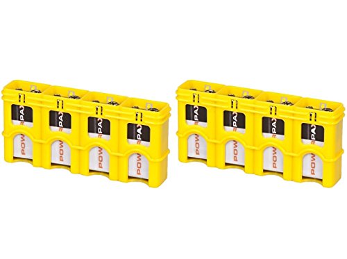 0608938150936 - POWERPAX SLIM LINE 9V BATTERY CADDY, YELLOW X 2 PACK - EACH HOLDS 4 9V BATTERIES