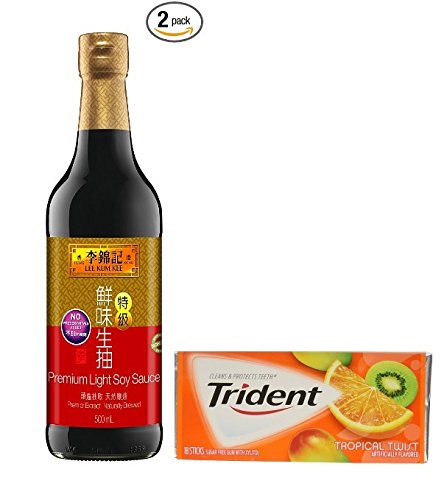 6089665626781 - LEE KUM KEE PREMIUM SOY SAUCE, 16.9-OUNCE BOTTLE (PACK OF 2)PLUS A FREE GIFT TRIDENT GUM, TROPICAL TWIST FLAVOR