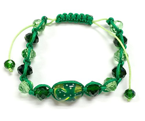 0609015734766 - LINPENG BR-2398D FIONA PAINTED GLASS BEADS ST. PATRICK'S PULL-STRING BRACELET