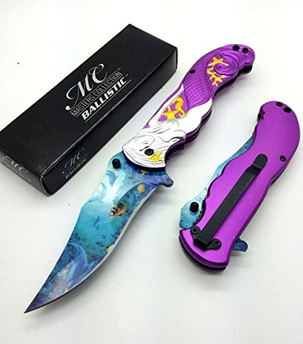 0609015791097 - MASTER COLLECTION MC-A013PE 5 CLOSED MERMAID FOLDER ASSISTED OPEN POCKET HUNTING TACTICAL OUTDOOR KNIFE