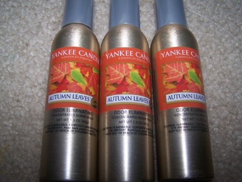 0609032698409 - LOT OF 3 YANKEE CANDLE AUTUMN LEAVES ODOR ELIMINATING CONCENTRATED ROOM SPRAY 1.5 OZ EACH (SCENTED)