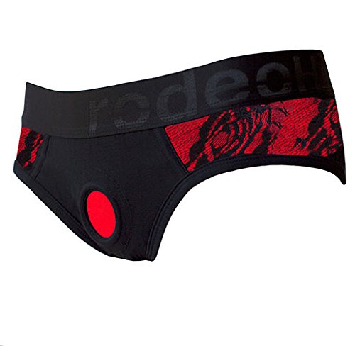 Rodeoh panty lace underwear harness black/red (s - low rise) .