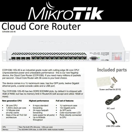 0609132713415 - MIKROTIK ROUTERBOARD CCR1036-12G-4S EXTREME PERFORMANCE CLOUD CORE ROUTER WITH T