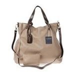 0609132971112 - ARCADIA ITALIAN MADE TAUPE LEATHER LARGE TOTE HANDBAG WITH POUCH