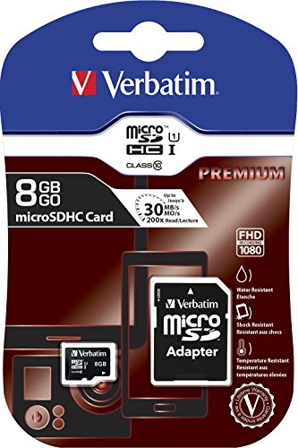 6092015031418 - VERBATIM 8GB PREMIUM MICROSDHC MEMORY CARD WITH ADAPTER, UHS-I CLASS 10 - 44081