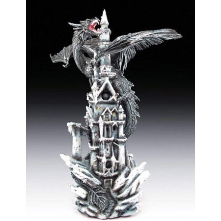 0609207726616 - LED NIGHT LIGHT LARGE BLIZZARD DRAGON WRAPPING SNOWFELL CASTLE STATUE FIGURINE 24H