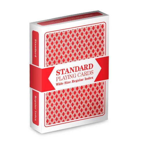 0609207888901 - RED DECK, WIDE SIZE, PLASTIC COATED, STANDARD PLAYING CARDS BY BRYBELLY