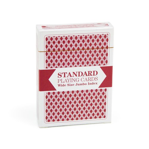 0609207893851 - SINGLE RED DECK, WIDE SIZE, JUMBO-INDEX, PLASTIC-COATED PLAYING CARDS BY BRYBELLY