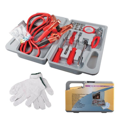 0609207971634 - IMOUNTEK EMERGENCY ROADSIDE KIT INCLUDES JUMPER CABLES SOCKET SET TERMINALS WORK GLOVES PLIERS AND MORE