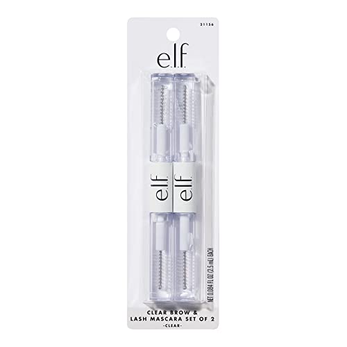 0609332211568 - E.L.F. CLEAR LASH & BROW MASCARA 2-PACK, CONDITIONING CLEAR BROW & LASH GEL FOR GROOMING, DEFINING & SEPARATING, LONG-LASTING, VEGAN & CRUELTY-FREE
