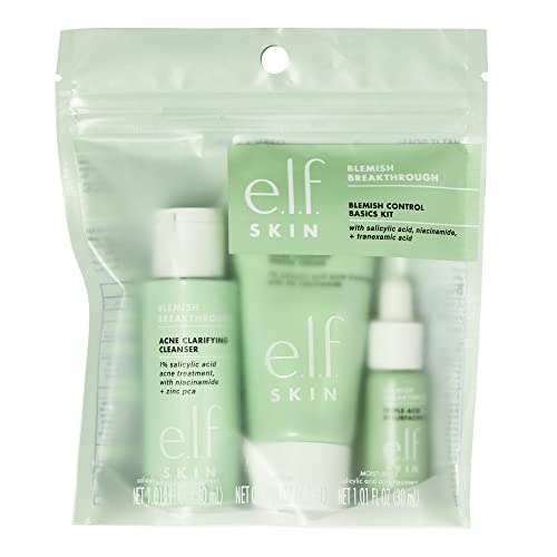 0609332575646 - E.L.F. SKIN BLEMISH CONTROL BASICS, 3-STEP TRAVEL SIZE ACNE SKINCARE ROUTINE FOR CLEAR SKIN, SOOTHES & EVENS OUT SKIN TONE, 30 ML + 4.2 ML + 15G