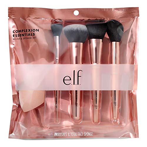 0609332841611 - E.L.F. COSMETICS COMPLEXION ESSENTIALS BRUSH & SPONGE SET, CONCEALER, POWDER, BLUSH & HIGHLIGHTER BRUSHES & TOTAL FACE SPONGE FOR A PERFECT COMPLEXION