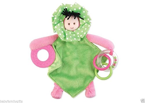 0609408646959 - MUD PIE LITTLE SPROUT BABY GIRL PLUSH AND SATIN BINKIE TEETHER RING TOY (DARK HAIR GIRL TEETHER)