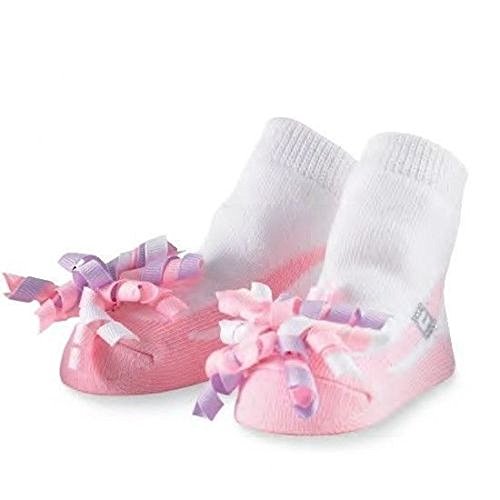 0609408647048 - MUD PIE LILY PAD BABY GIRL CORKER BOW SOCKS 176102 (LIGHT PINK)