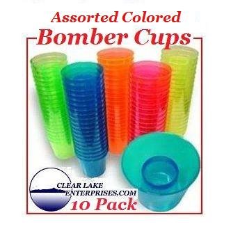 0609465860114 - HARD PLASTIC POWERBOMB GLASSES OR BOMBER CUPS - PACK OF 10 - ASSORTED COLORS