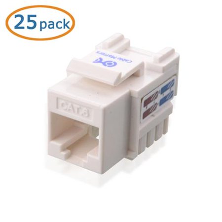 0609465967943 - CABLE MATTERS® 25-PACK CAT6 RJ45 KEYSTONE JACK IN WHITE AND KEYSTONE PUNCH-DOWN STAND