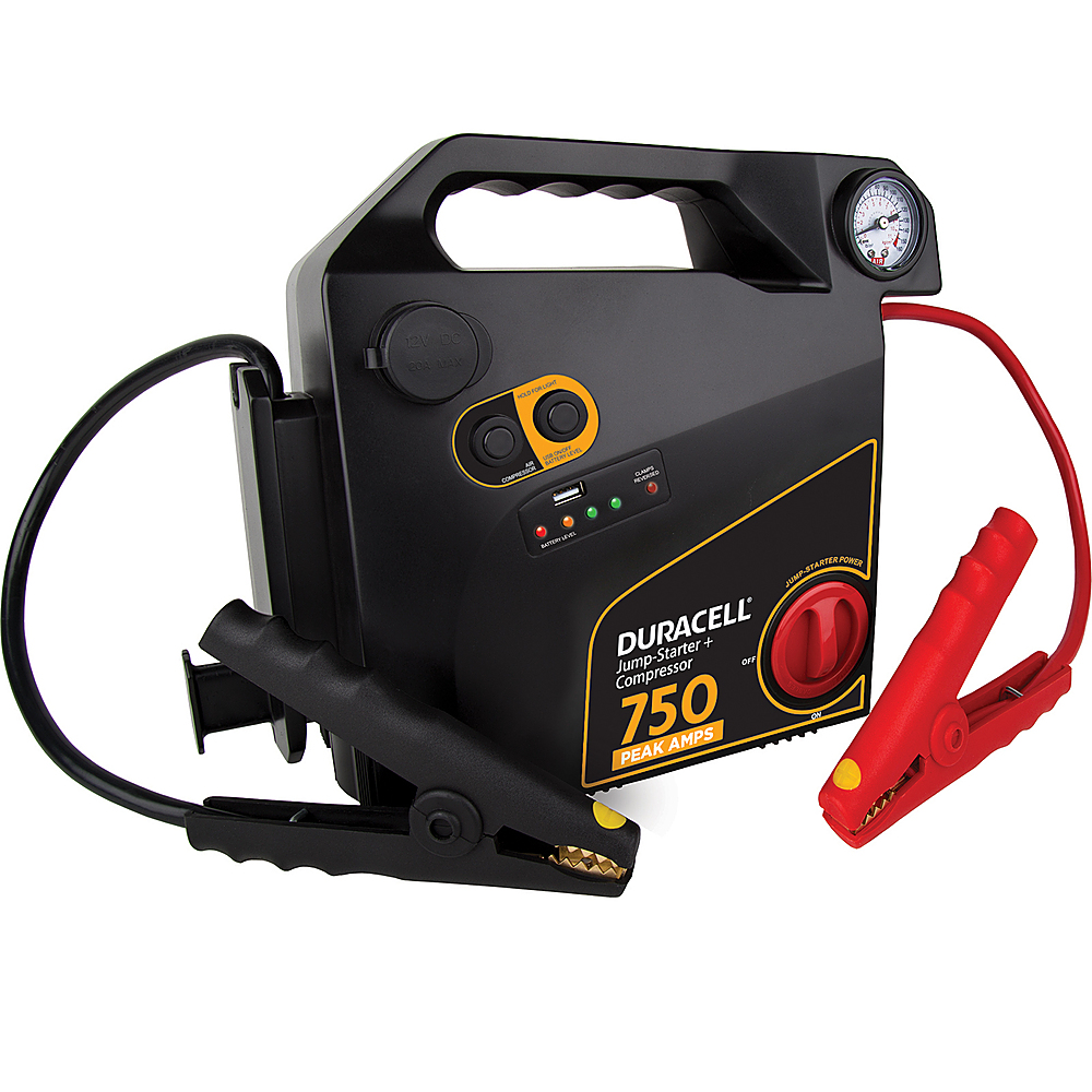 0609525764611 - DURACELL - 750 AMP PORTABLE JUMP STARTER WITH AIR COMPRESSOR - BLACK
