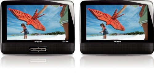 0609585190405 - PHILIPS PD9012/37 9-INCH LCD DUAL SCREEN PORTABLE DVD PLAYER, BLACK