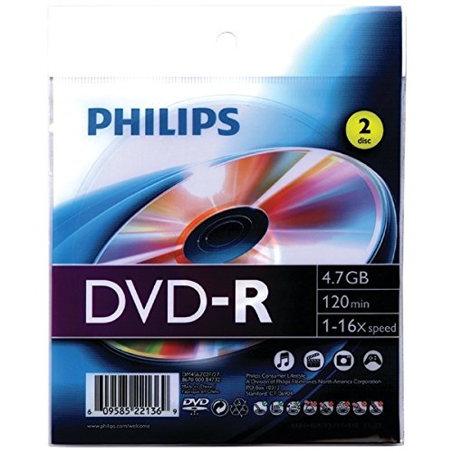 0609585221369 - PHILIPS DM4S6Z02F/27 4.7GB 16X DVD-RS WITH FOIL WRAP, 2 PK
