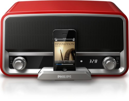0609585229303 - PHILIPS ORD7100R/37 ORIGINAL RADIO 30-PIN CHARGING SPEAKER DOCK FOR IPOD/IPHONE (RED)