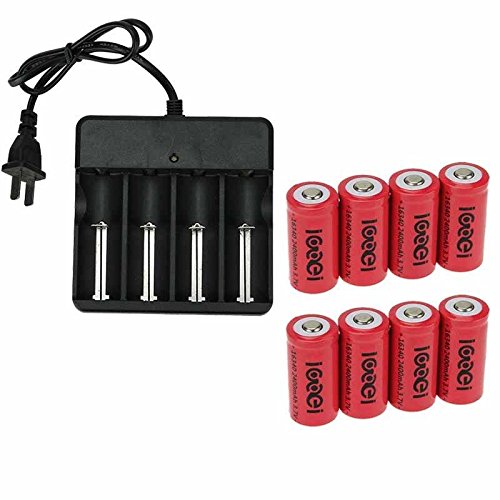 6095905769521 - 8PCS US MIRACLEWISDOM® 2400MAH 3.7V 16340 RECHARGEABLE BATTERY ADD 4 SLOT 18650 16340 14500 AUTOMATIC STOP BATTERY CHARGER ADAPTER FOR FLASHLIGHT CAMERA DI