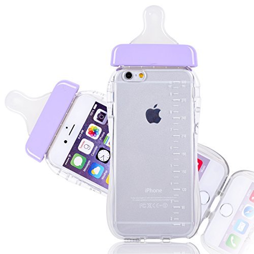 6096223086994 - GENERIC BABY BOTTLE CUTE 3D TPU SOFT PREGNANT WOMAN MILK BOTTLE CLEAR CASE LANYARD CASE COVER FOR IPHONE 6 (PURPLE)