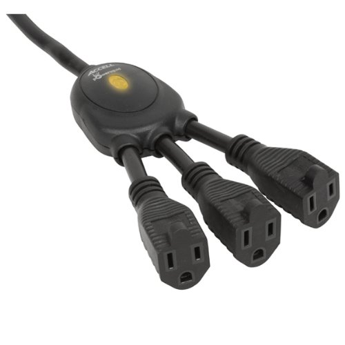 0609670254395 - ACCELL D080B-019K POWERSQUID JR. 3 FOOT CORD OUTLET MULTIPLIER WITH 3 POWER OUTLETS - BLACK