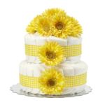 0609722208925 - TWO-TIER DIAPER CAKE YELLOW GINGHAM DAISIES