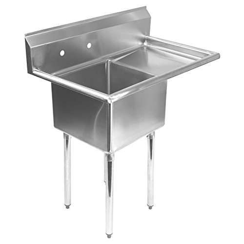 0609728833329 - GRIDMANN 1 COMPARTMENT NSF STAINLESS STEEL COMMERCIAL KITCHEN PREP & UTILITY SINK W/ DRAINBOARD - 30 IN. WIDE