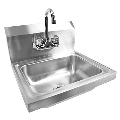 0609728833343 - GRIDMANN COMMERCIAL STAINLESS STEEL WALL MOUNT HAND WASHING SINK W/ FAUCET