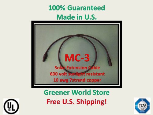 0609788006114 - 50 FOOT MC3 SOLAR CABLE FOR PHOTOVOLTAIC SOLAR PANELS WITH MC3 SOLAR CONNECTOR CABLE 50 FEET LONG AND MC3 CONNECTORS AT EACH END.
