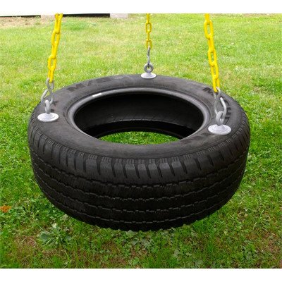 0609788016090 - EASTERN JUNGLE GYM 3 CHAIN RUBBER TIRE SWING WITH COATED CHAIN, BLACK/YELLOW