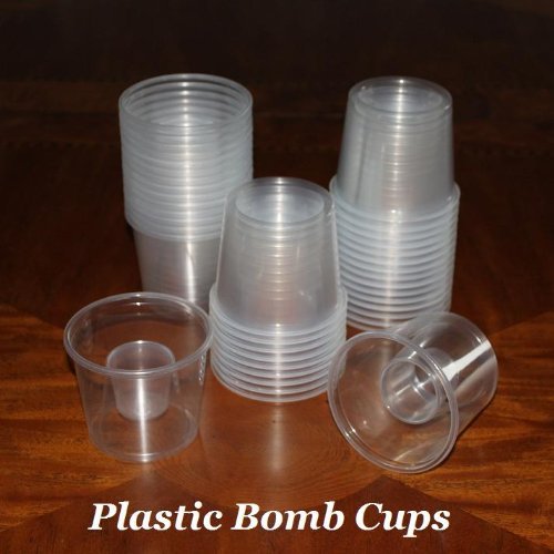 0609788972075 - 500 - DISPOSABLE PLASTIC POWER BOMBER SHOT CUPS OR BOMB GLASSES