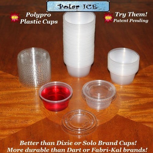0609788972228 - POLAR ICE DISPOSABLE PLASTIC GLASSES WITH LIDS, 2-OUNCE, TRANSLUCENT, 500-PACK