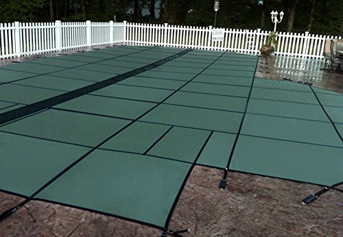 0060993118540 - GLI HYPERLITE 20 FT X 40 FT RECTANGULAR SOLID SAFETY COVER SYSTEM WITH 3 FT X 8 FT CENTER END STEP AND PUMP, GREEN