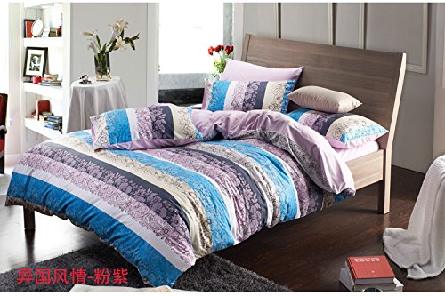 6100000805552 - D&G 100% FLANNEL 200G WITH POLYSTER FIBER REACTIVE PRINTING 5-PIECE DUVET COVER SET WITH COMFORTER NWY3-004FQ FULL SIZE QUEEN SIZE BEIGE,BLUE,BLACK AND WHITE FLOWERS PATTERN MODERN SIMPLE STYLE
