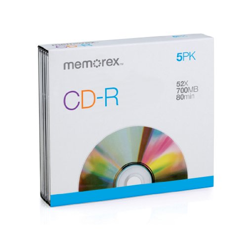 0000061017269 - MEMOREX MEMCD-R/5 CD-R 80-MINUTE 700MB 52X JEWEL CASE, 5-PACK