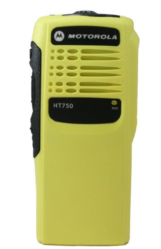 0610370528877 - NEW YELLOW FRONT HOUSING FOR MOTOROLA HT750 TWO WAY RADIO WALKIE TALKIE CASE REPLACEMENT REFURBISH REFURB KIT WITH BUTTONS CHANNEL PTT BUTTON STICKERS