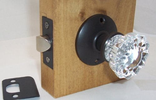 0610373995447 - A VERY AFFORDABLE FLUTED CRYSTAL GLASS & OIL RUBBED BRONZE COMPLETE PASSAGE DOOR KNOB SETS FOR MODERN DOORS+INCLUDES OUR ORIGINAL WOOD ADAPTERS TO INSTALL IN MODERN PRE-DRILLED DOORS OR REPLACEMENT SET FOR OLDER DOORS.