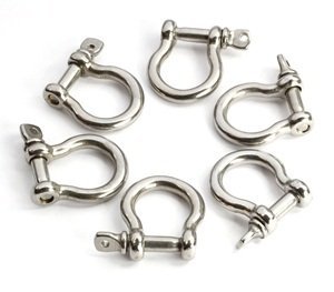 0610395160816 - COSMOS ® 6 PCS 3/8 INCH SILVER COLOR STAINLESS STEEL BOW SHACKLES WITH COSMOS FASTENING STRAP