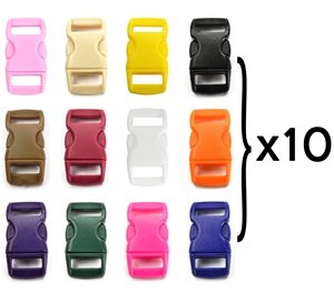 0610395172710 - BLUECELL 120 PCS OF 3/8 (10MM) 12 COLORS (10 EACH) CONTOURED SIDE RELEASE PLASTIC BUCKLES