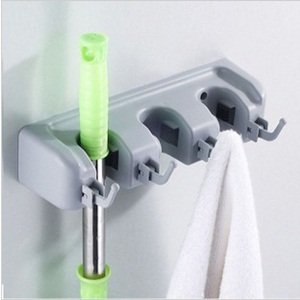 0610395173700 - BLUECELL UNIVERSAL 3-POSITION MAGIC WALL HOLDER/STAND ORGANIZER FOR HOUSEHOLD BROOM/MOP CLEANING TOOL