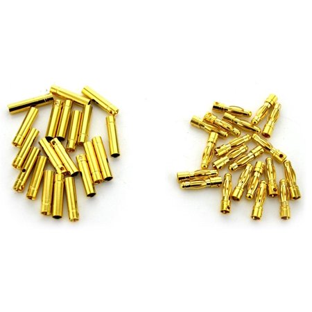 0610510853081 - BW® 20 PAIRS 4MM GOLD PLATED MALE & FEMALE BULLET BANANA PLUG CONNECTOR FOR ESC BATTERY (20 MALE + 20 FEMALE)