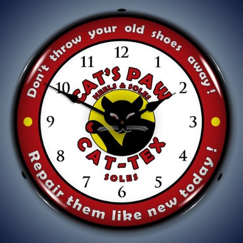 0610563200559 - COLLECTABLE SIGN AND CLOCK 710023 14 CATS PAW LIGHTED CLOCK