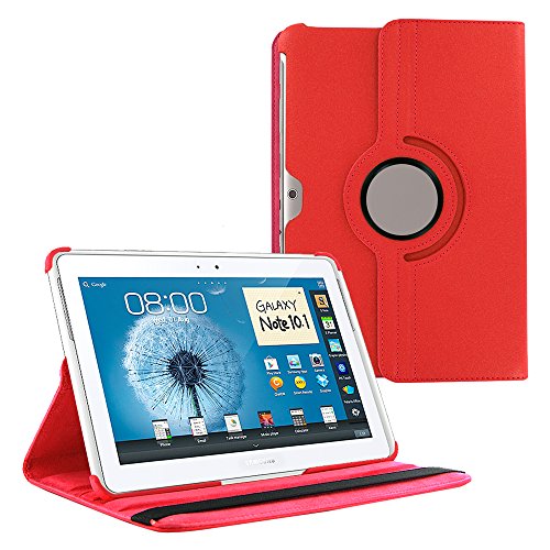0610696451736 - KIQ (TM) RED 360 ROTATING LEATHER CASE COVER SKIN STAND FOR SAMSUNG GALAXY NOTE 10.1 N8000