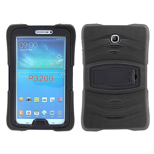 0610696468703 - SAMSUNG GALAXY TAB 3 7.0 CASE BY KIQ TM FULL-BODY SHOCK PROOF HYBRID HEAVY DUTY ARMOR PROTECTIVE CASE FOR SAMSUNG GALAXY TAB 3 7.0 P3200 WITH KICKSTAND AND SCREEN PROTECTOR (ARMOR BLACK)