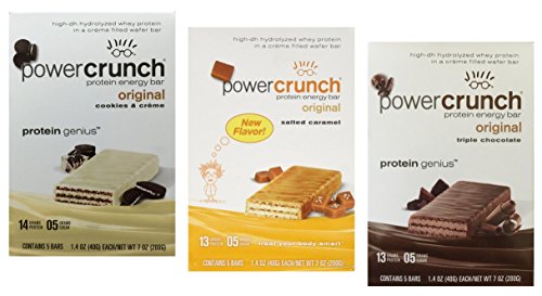 0610816147006 - POWER CRUNCH PROTEIN ENERGY BAR VARIETY PACK, 15 BARS - 1.4OZ (40G) BARS, TRIPLE CHOCOLATE / SALTED CARAMEL / COOKIES & CREME